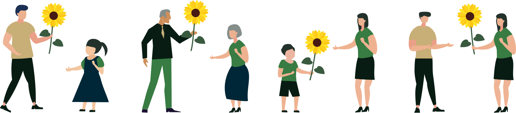 ひまわりを持つ人のイラスト