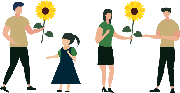 ひまわりを持つ人のイラスト